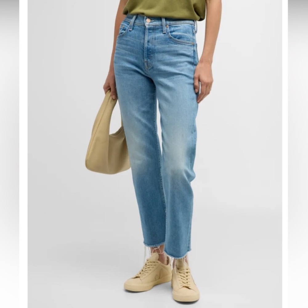 MOTHER Sky Blue Cropped Jeans